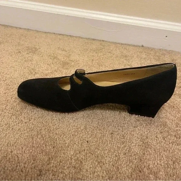 TROTTER  Women’s Mary Jane Pump Slip On Shoes Size 8 1/2 Narrow Black Crepe - Picture 10 of 12